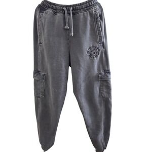 Gymshark XS Washed Blue Cargo Sweatpants Joggers B1B5F Ribbed Side Panels AA29